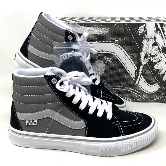 Vans Shoes - VANS Sk8-Hi Black Gray Canvas Suede Shoes Skate Sneakers Size Women VN0A5FCCN42
